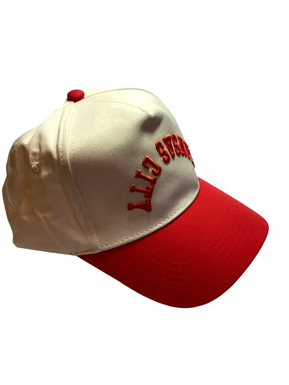 Unisex Kansas City Upside Down Baseball Cap Canvas Red/Gold/Natural Snap Back